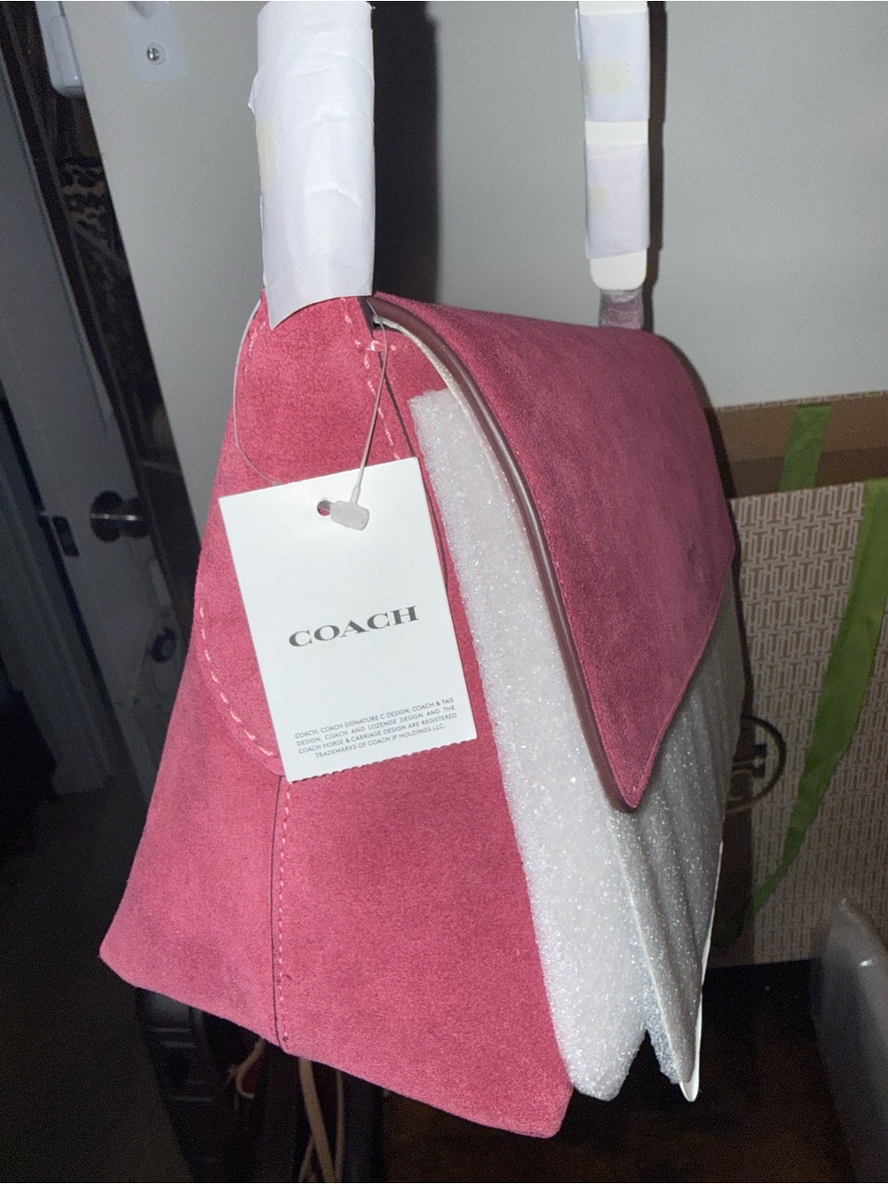 Coach Pink Suede Flap Crossbody Bag - Picture 5 of 6